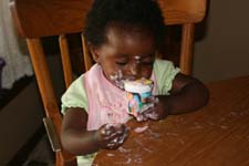 This child loves her yogurt